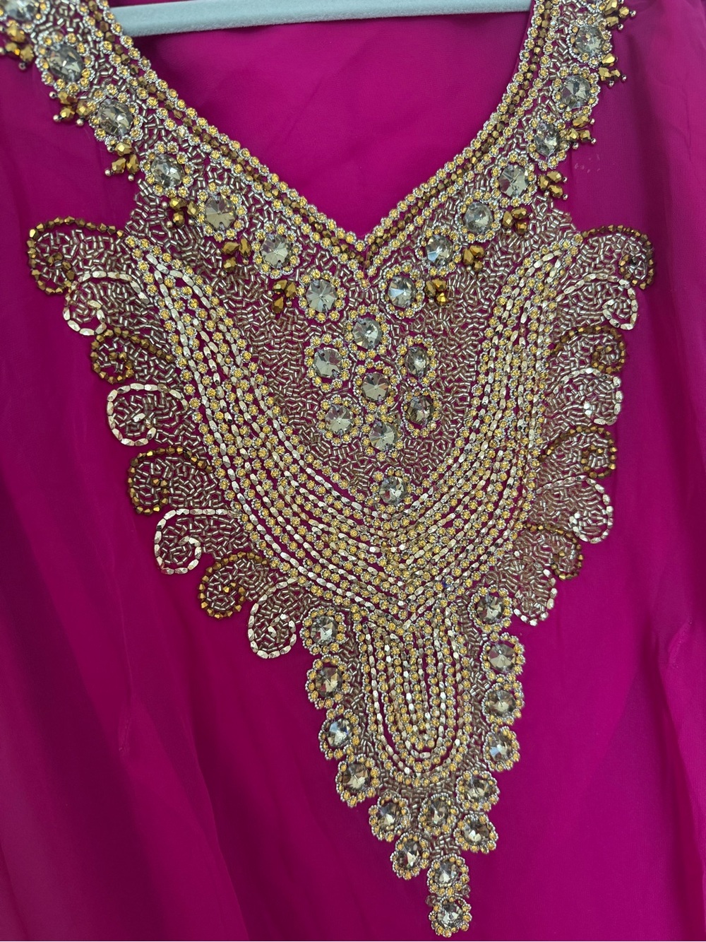 Fuchsia - Gold Embellished Caftan - Picture 2 of 3